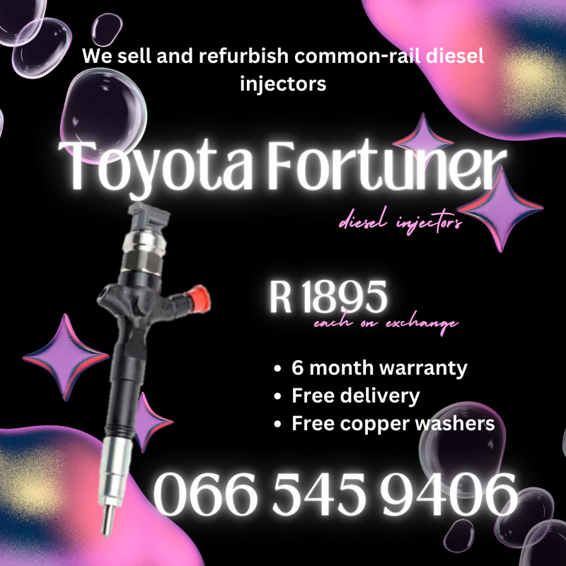 TOYOTA FORTUNER DIESEL INJECTORS FOR SALE ON EXCHANGE WITH WARRANTY ON EXCHANGE