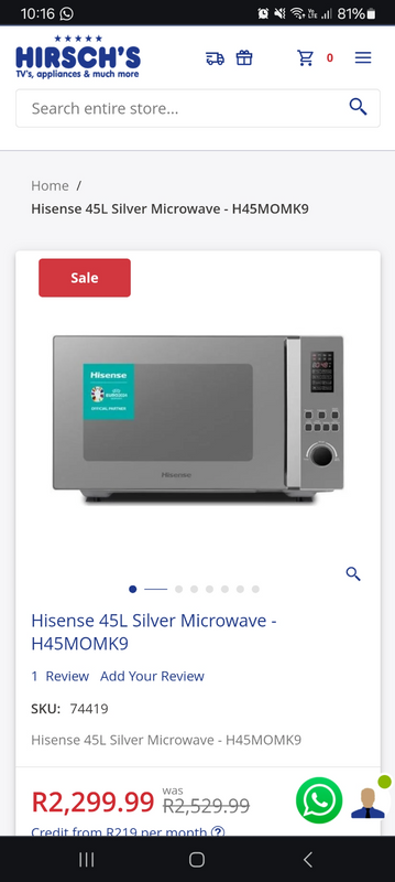 Hisense 45L Silver Microwave - H45MOMK9
