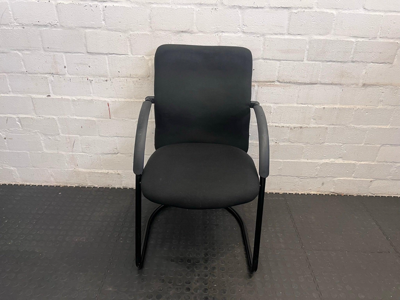 Black Material Mid-Back Office Chair-