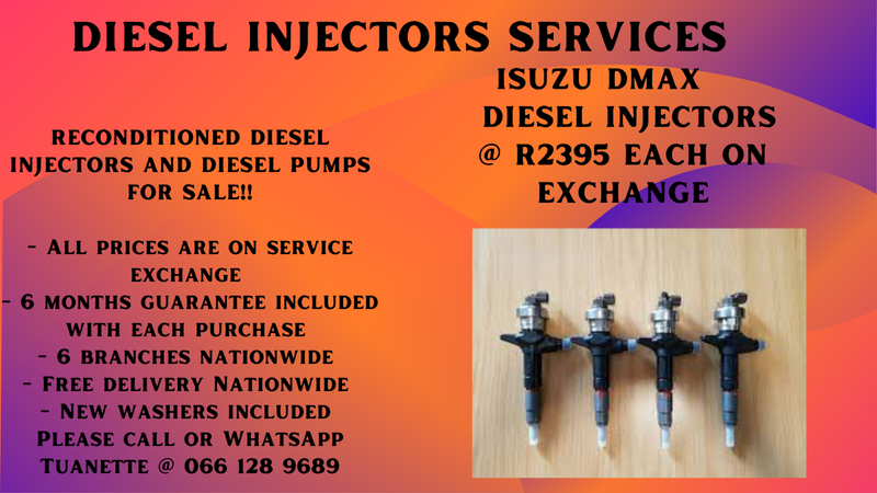 ISUZU DMAX DIESEL INJECTORS FOR SALE ON EXCHANGE OR TO RECON YOUR OWN