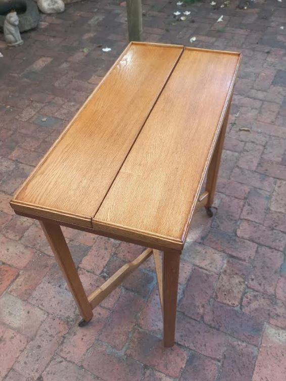 Antique Oak folding card table.