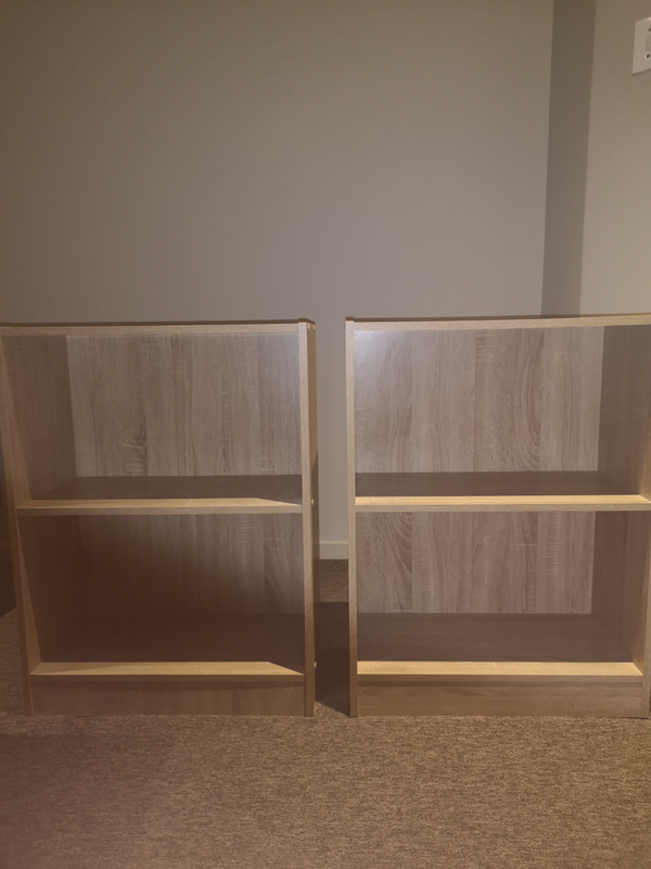 2 Two-Shelf Bookcases for Sale