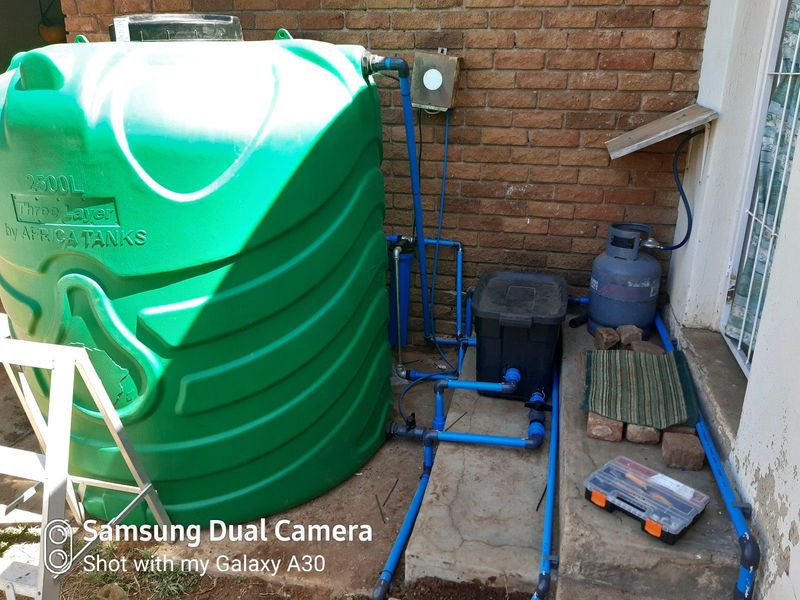 Water tank, pressure and borehole pumps installations