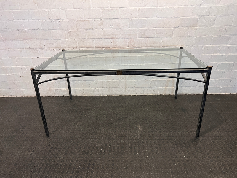 Steel Framed Glass Top Dining Table,