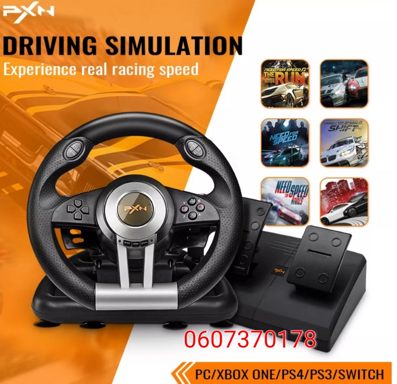 Gaming Racing Steering Wheel PXN V3 PRO - Compatible with PC, PS3, PS4, Xbox One, Switch (Brand New)