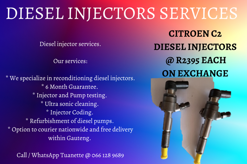 CITROEN C2 DIESEL INJECTORS FOR SALE ON EXCHANGE OR TO RECON YOUR OWN