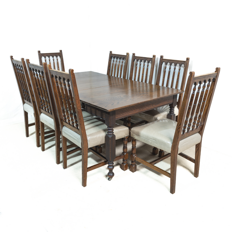 Edwardian Solid Ashwood 8-Seater Extension Table And 8x Chairs