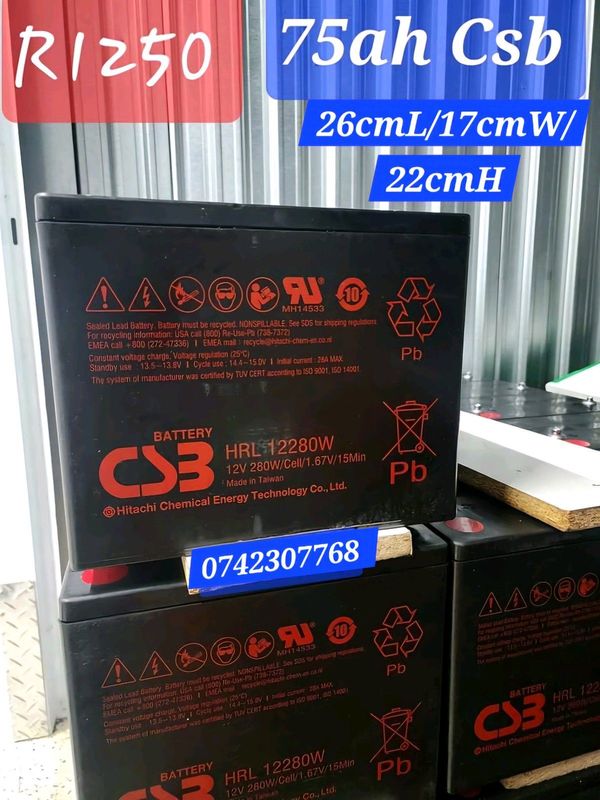 75ah Csb HRL12280w Agm Solar Batteries