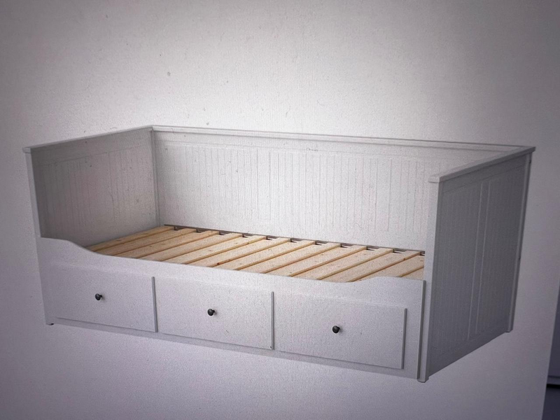 Sleeper   couch – HEMNES Day-bed frame with 3 drawers, White, with 2 x ASVANG   Foam     mattress