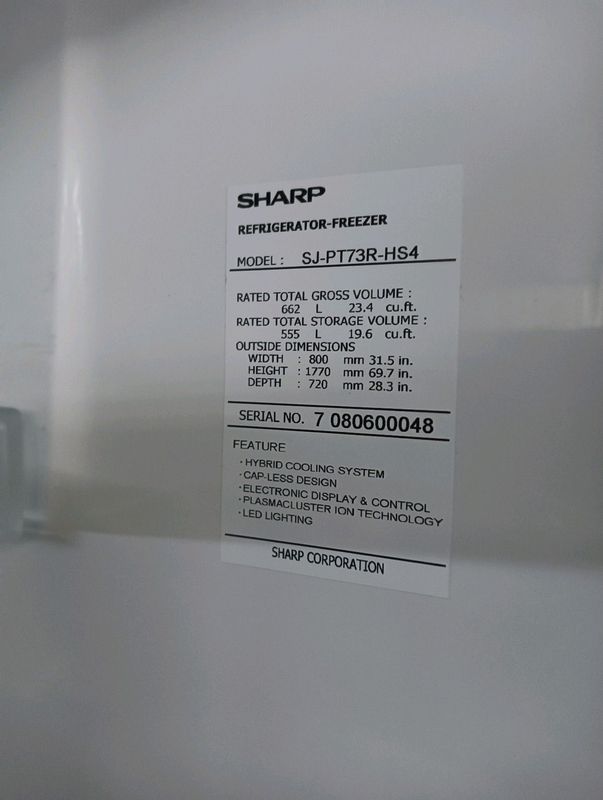 SHARP DOUBLE DOOR FRIDGE 662L