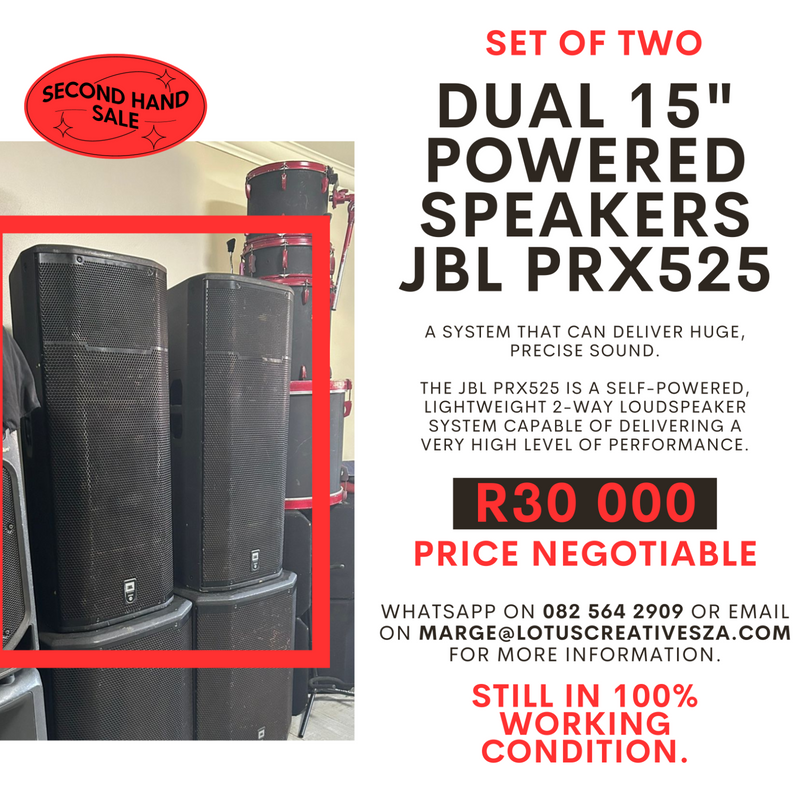 Dual 15&#34; Powered Speakers JBL PRX525 (SET OF TWO)