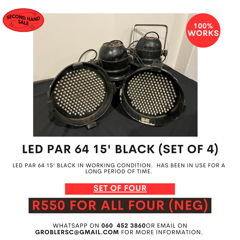 4 X LED PAR 64 15&#39; BLACK
