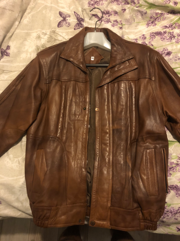 Genuine Leather brown bomber jacket