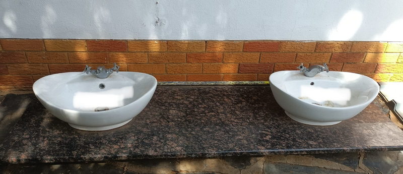Granite top with 2 basins and taps