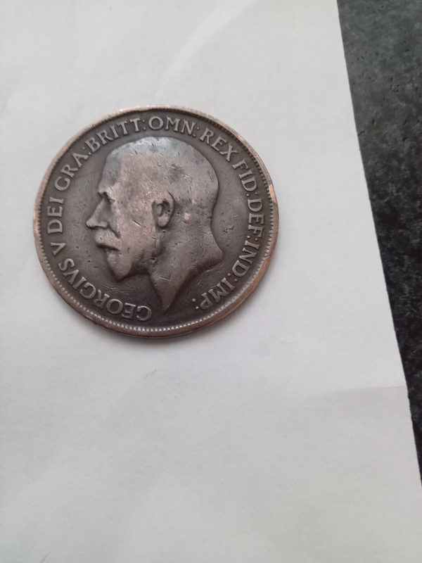 Georgivs v Dei  Britt omn  rex fid  def ind one  penny 1918 bronze coin