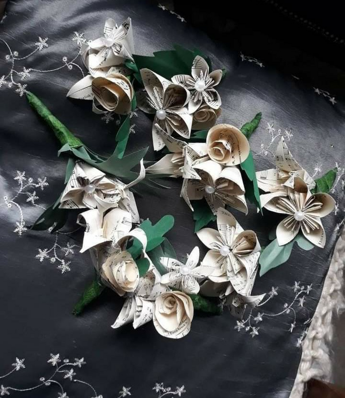 Paper floral buttonhole decoration for weddings or events