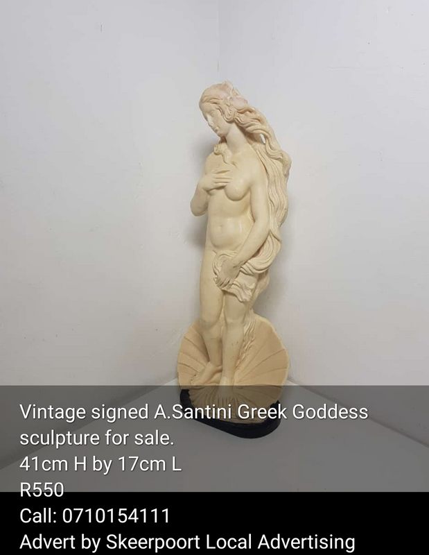 Vintage signed A. Santini Greek goddess sculpture for sale