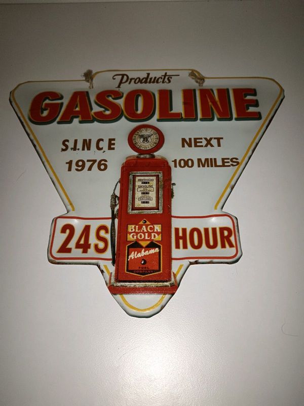 Gasoline garage metal sign