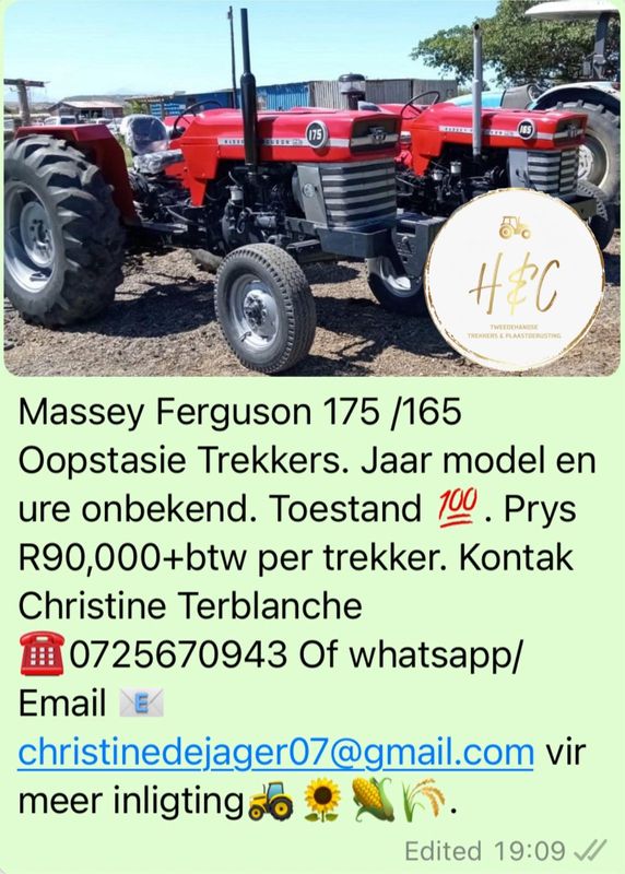 Massey Ferguson 175/165 Oopstasie Trekkers.