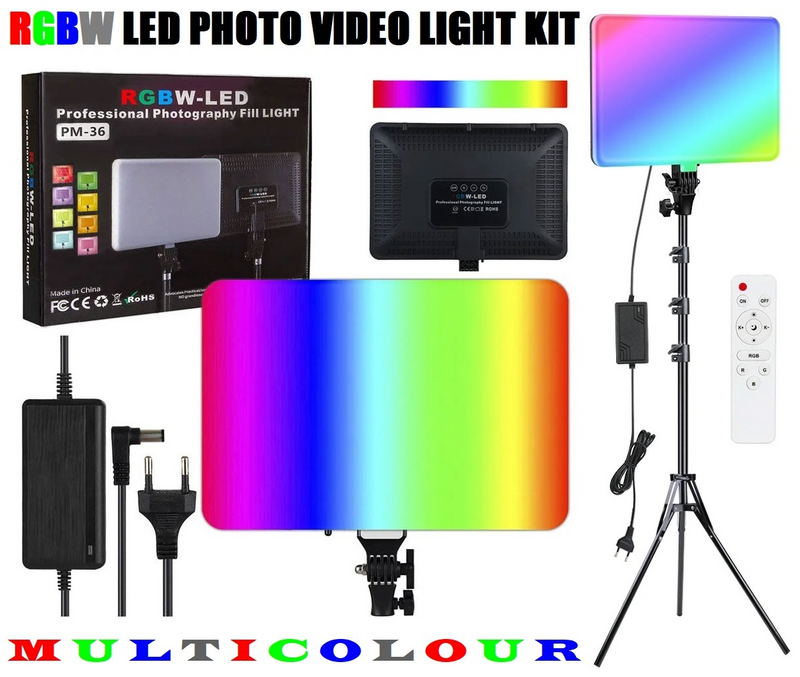 Professional Video and Photo MultiColour RGB-W Remote Controlled LED Light Kit. Brand New Products.