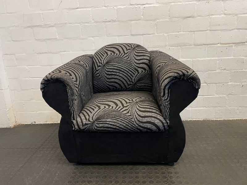 Black &amp; Grey Material 1 Seater Couch- A44393