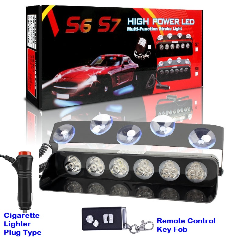 Remote Controlled Cool White LED Strobe Flash Vehicle Dashboard Windscreen Visor Light. Brand NEW.