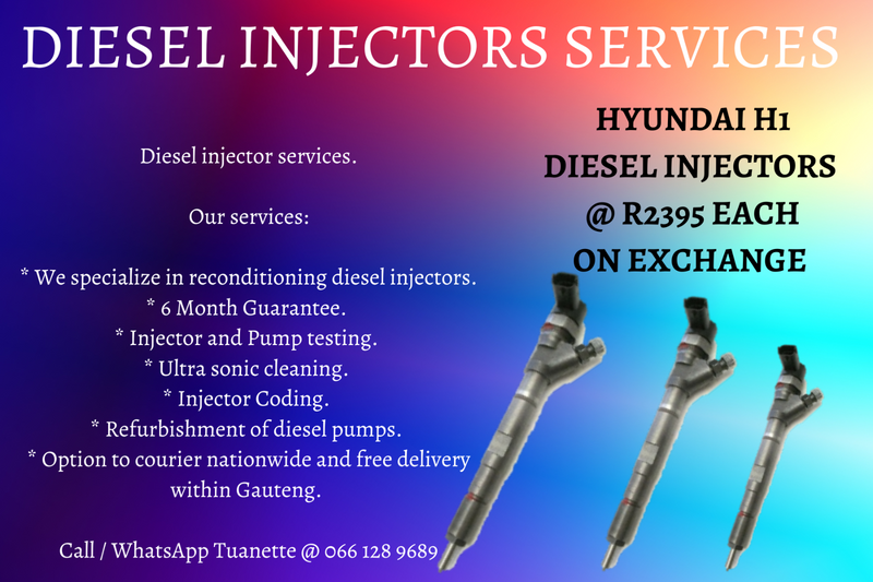 HYUNDAI H1 BOSCH DIESEL INJECTORS FOR SALE ON EXCHANGE OR TO RECON YOUR OWN