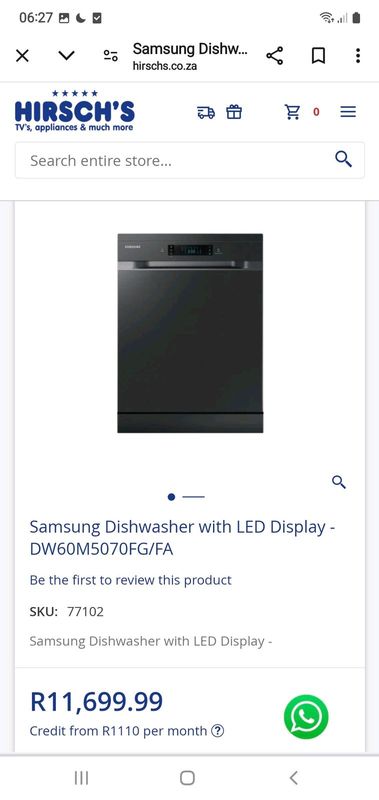 Samsung matt black dishwasher