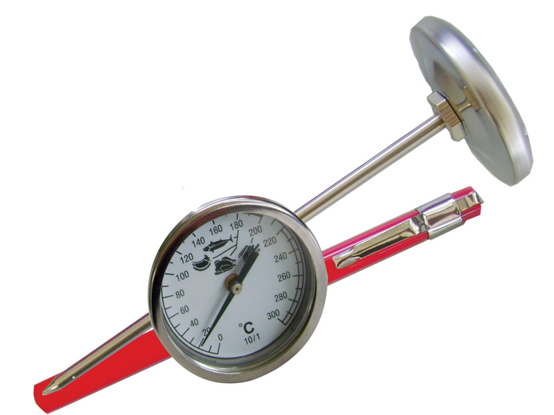 THF0130 THERMOMETER FAT FRYING STEEL STEM - 130mm (50 To 200 DEG)