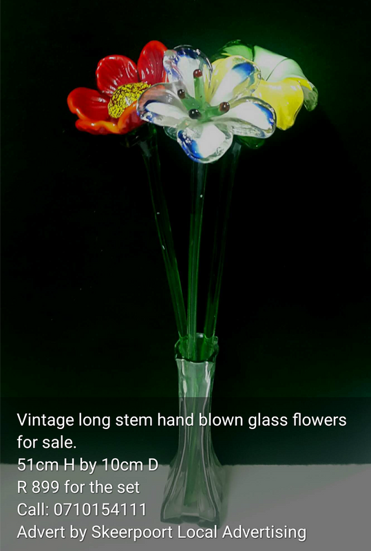 Vintage long stem hand blown glass flowers for sale