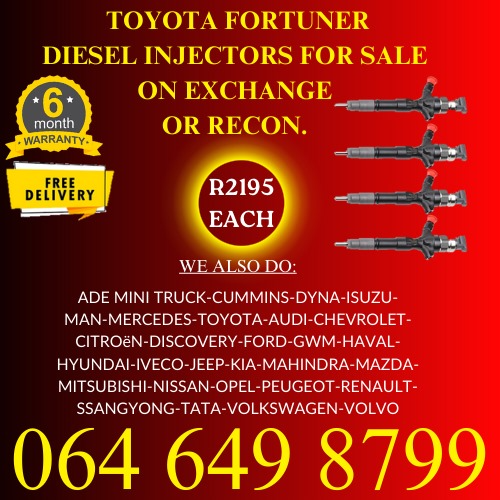 Toyota Fortuner diesel injectors for sale on exchange or to recon