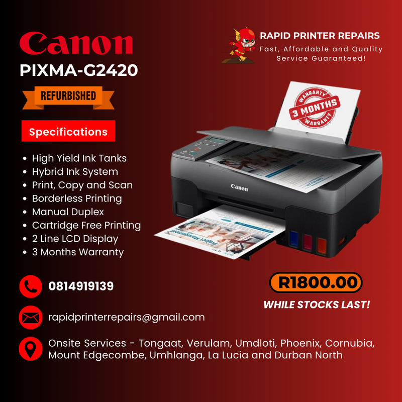 Rapid Printer Repairs - Canon PIXMA G2420 Printer For Sale