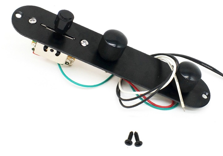 Pre-wired Telecaster Control Plate with Mini Pots – Black