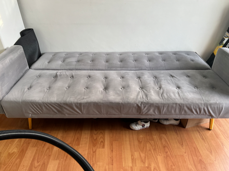 Velvet Grey Sleeper Couch