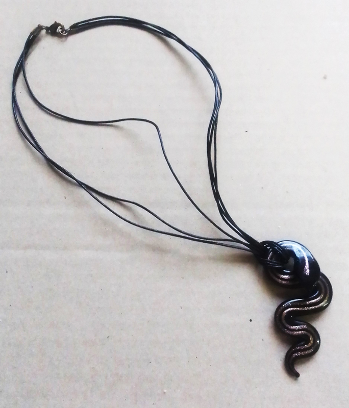 Handmade Glass and Bronze Pendant and Leather Cord Necklace