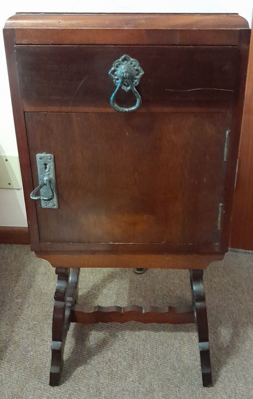 Imbuia Vintage Pedestal with a Drawer and Storage Cabinet for sale