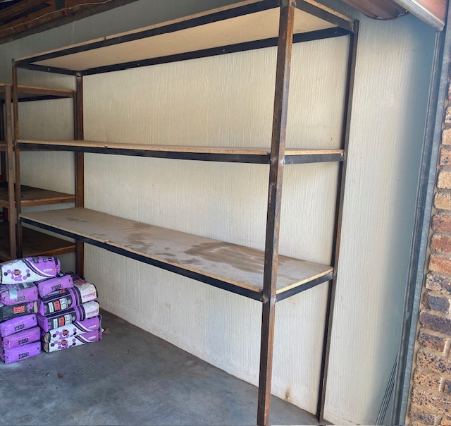 Steel shelf with wood..