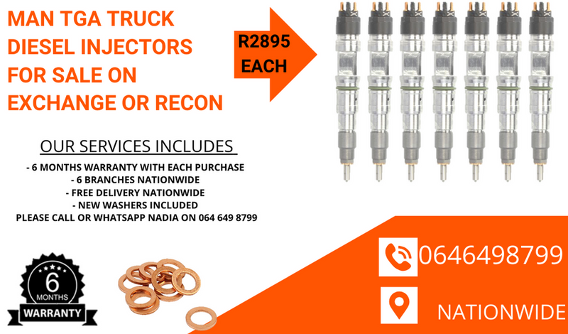MAN Truck diesel injectors for sale on exchange oor we can recon 6 months warranty.