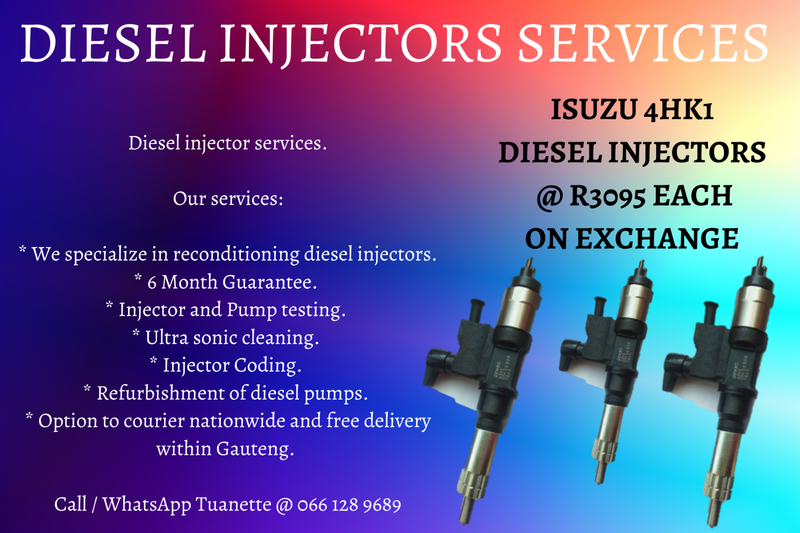 ISUZU 4HK1 DIESEL INJECTORS FOR SALE ON EXCHANGE OR TO RECON YOUR OWN