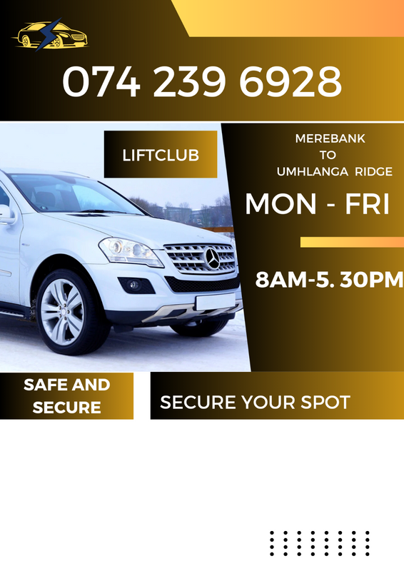 Lift club from Merebank to Umhlanga Ridge - Ad posted by Trudy Naidoo