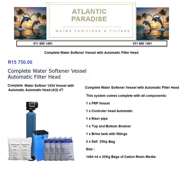 Complete Water Softner Vessel with Automatic Filter Head