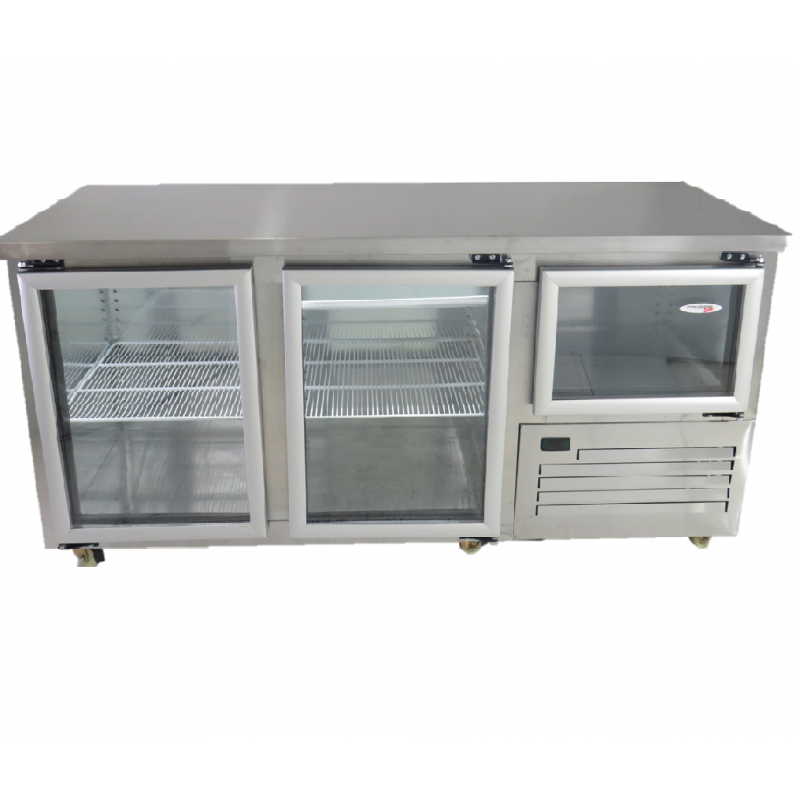 EB1850SG SOLID GLASS TWO AND A HALF SWING DOOR UNDERBAR FRIDGE - 610 Ltr