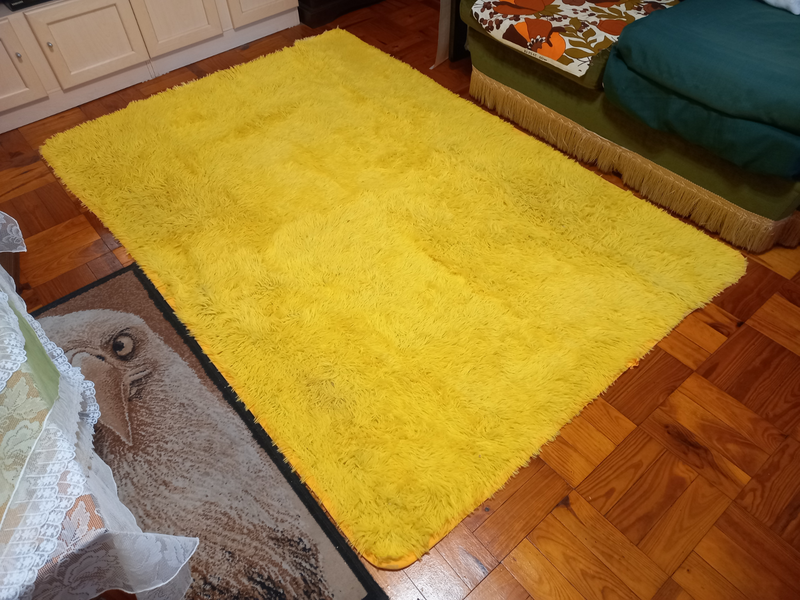 Carpet, Yellow,  Fluffy Type with non slip rubber