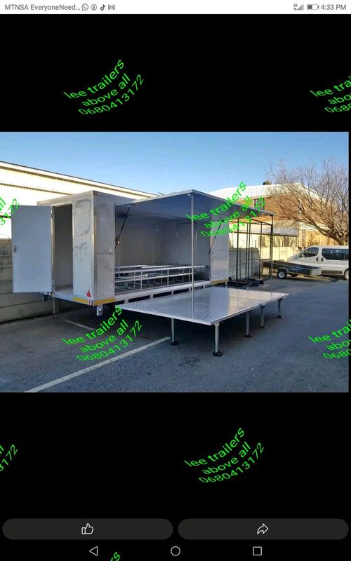Mobile stage trailers for functions