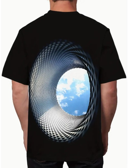 Brand New! Men&#39;s T-Shirt -3 D Geometric Graphic Print , Short Sleeve Crew Neck (XXL)