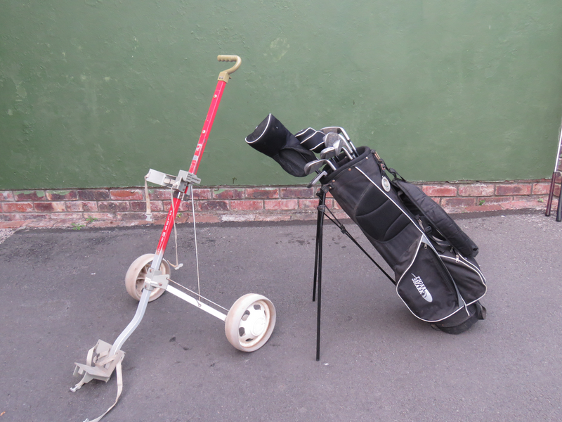 Complete set of left hand golf clubs