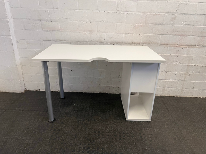 White Office Desk with Steel Legs-