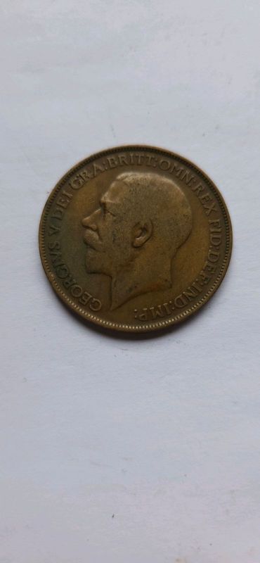 1913 Great Britain Circulated Penny George V &amp; Britannia Coin!
