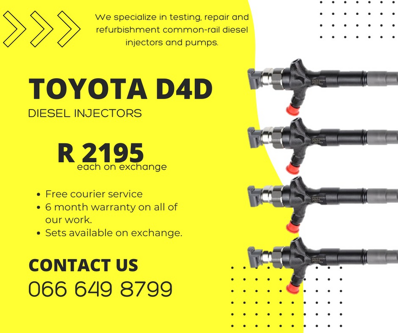 Toyota D4D diesel injectors for sale on exchange with 6 montsh warranty