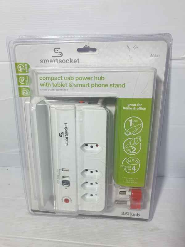 Smartsocket Compact USB Power Hub with Tablet &amp; Smart Phone Stand - SS003